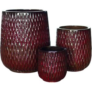 PTMD Lai Red Glazed Ceramic Pot Dent Pattern SV3