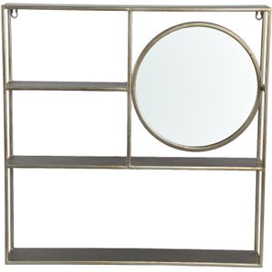 PTMD Sharina Gold iron wall rack with mirror