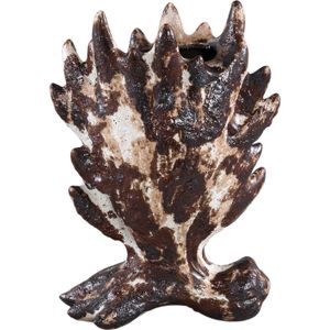 PTMD Baxon Brown glazed ceramic pot spiky border L