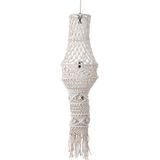 PTMD Milley Cream cotton macrame hanging lamp w tassels