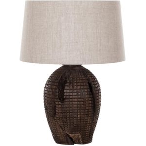 MUST Living Table lamp Craft BLACK,62xØ45 cm, linen natural shade