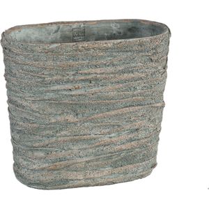 PTMD Yutto Grey cement pot oval jute pattern L