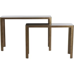 Light&living Side table S/2 100x30x70+120x35x80 cm OXE ant. br+smoke gl.