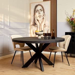 Eetkamertafel Milan - Eettafel rond - Eettafel zwart 150 cm