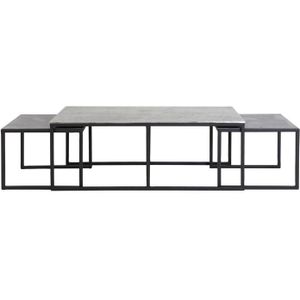 Light&living Salontafel S/3 max 120x60x45 cm KUMALU ant. tin-ant. lood