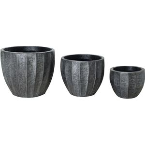 PTMD Eliny Black brushed alu sheet pot ribbed round SV3