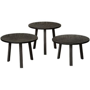 Tower living Lazio table set (3) - 54x54/45/40/35 - recl. teak black