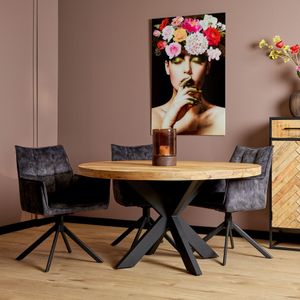 Eetkamertafel industrieel - Eetkamertafel Sanne - Eettafel mangohout 120 cm