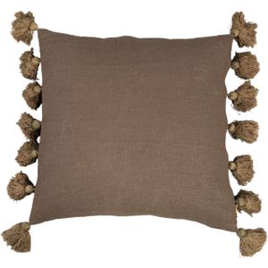 PTMD Dolly Grey Cushion With Tassels Square