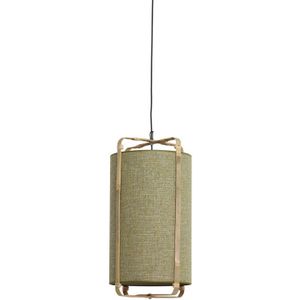 Light&living Hanglamp Ø27x56 cm SENDAI groen+bamboe naturel