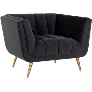 Richmond Fauteuil Huxley Antraciet velvet / Brushed gold (Quartz Antraciet 801)