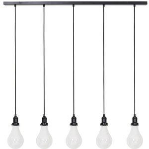 Light & Living Hanglamp LAYANA 5-Lichtpunten - mat zwart +helder glas