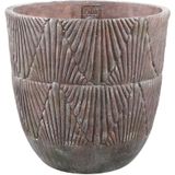 PTMD Stella Red cement pot with wave pattern round XL