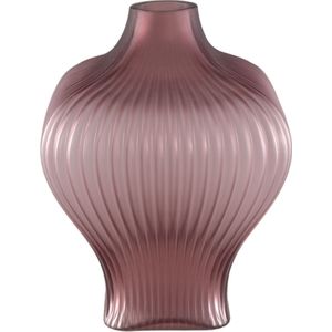 PTMD Halde Purple solid glass vase ribbed organic wide