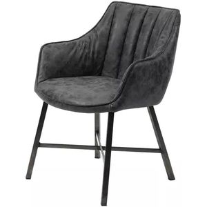 AnLi Style Eetkamerfauteuil striped RVS poten - PU zwart