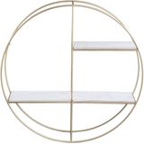 PTMD Chally Gold iron wall rack shelves round L
