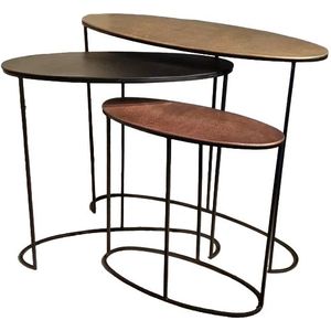 Benoa Moines Antique Tricolore Oval Sidetable 90 cm Set of 3