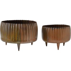 PTMD Ziggi Copper patina iron ribbed pot round feet SV2