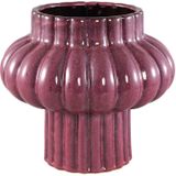 PTMD Sannee Red ceramic pot ribbed wide middle L