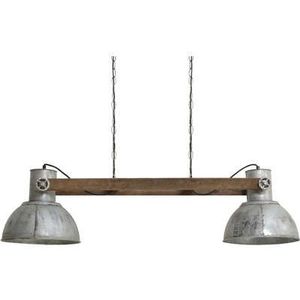 Light&living Hanglamp 2L 110x30x30 cm ELAY hout weather barn-vintage zilv
