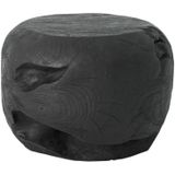 MUST Living Coffee table Ball Black,±30xØ40 cm, black recycled teakwood with natural cracks