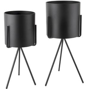 Present Time Plant Pot Set Pedestal XL Black