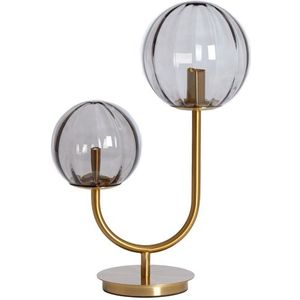 Light&living Tafellamp 2L E14 33x18x43 cm MAGDALA glas licht grijs+goud