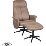 LABEL51 Fauteuil Bergen - Taupe - Micro Suede - Incl. Hocker