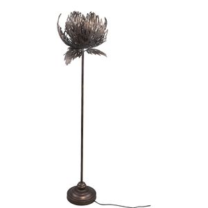 PTMD Index Grey iron floor lamp upgrowing leaves round