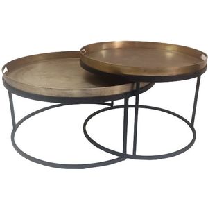 StarFurn Salontafel Set van 2 Puck Rond Goud