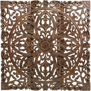 PTMD Delah Gold MDF carved wall panel 3 rect pieces L