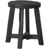 MUST Living Stool Gio Black,45xØ35 cm, black recycled teakwood with natural cracks