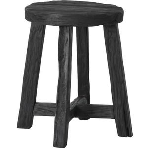 MUST Living Stool Gio Black,45xØ35 cm, black recycled teakwood with natural cracks