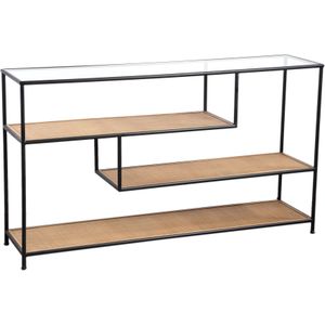 PTMD Dunja Natural iron sidetable with bamboo shelves