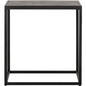 MUST Living Side table Harmony square,42x40x40 cm, black powder coated frame with carlitto charcoal recycled leather
