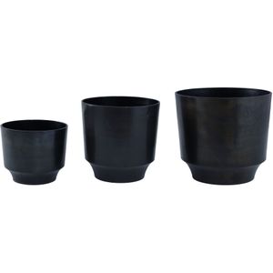 PTMD Carb Black casted aluminium round pot set of 3
