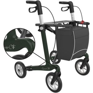 Rehasense Server CF Carbon rollator met dichte tas - Groen L