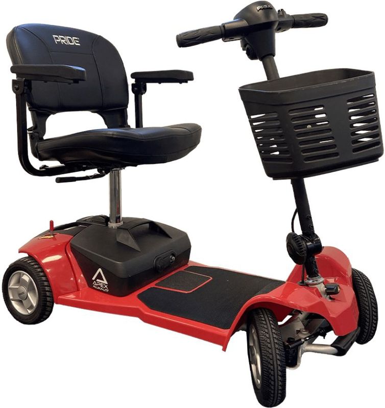 Pride Apex Alumalite Rood lichtgewicht demontabele scootmobiel