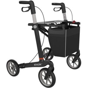 Rehasense Athlon SL Carbon Rollator - Inclusief Zachte Banden & Rugband - Antraciet L