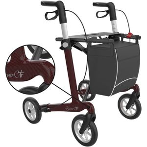 Rehasense Server CF Carbon rollator met dichte tas - Rood L