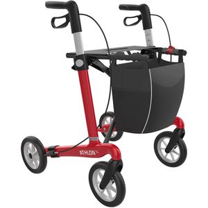 Rehasense - Athlon SL - Rollator - Rood - Inclusief Zachte Banden & Rugband