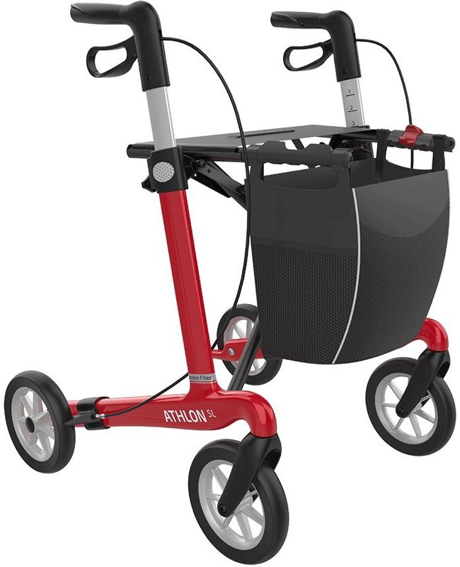 Rehasense - Athlon SL - Rollator - Rood - Inclusief Zachte Banden & Rugband