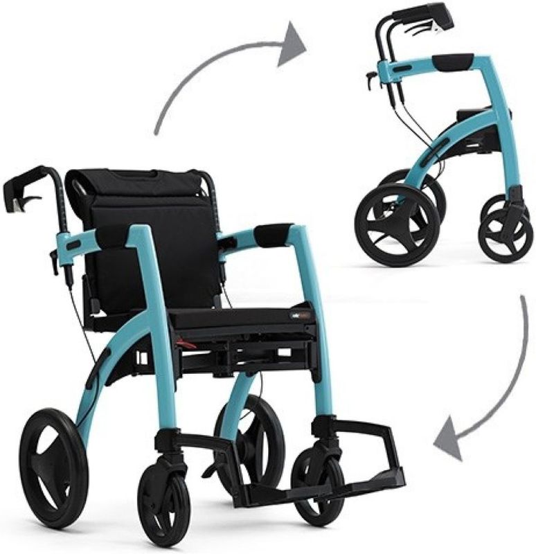 Rollz Motion - Rollator en Rolstoel in Eén - Blauw