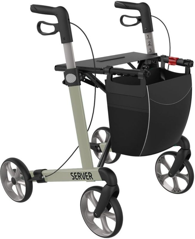 Rehasense Server Rollator – Inclusief Zachte Banden & Rugband - Champagne L