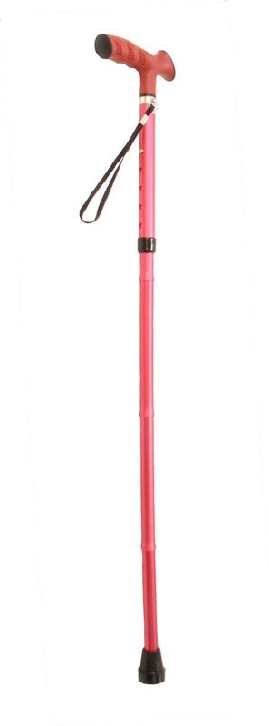 Premis Lichtgewicht Wandelstok Opvouwbaar Met Luxe TPR Greep - Rood
