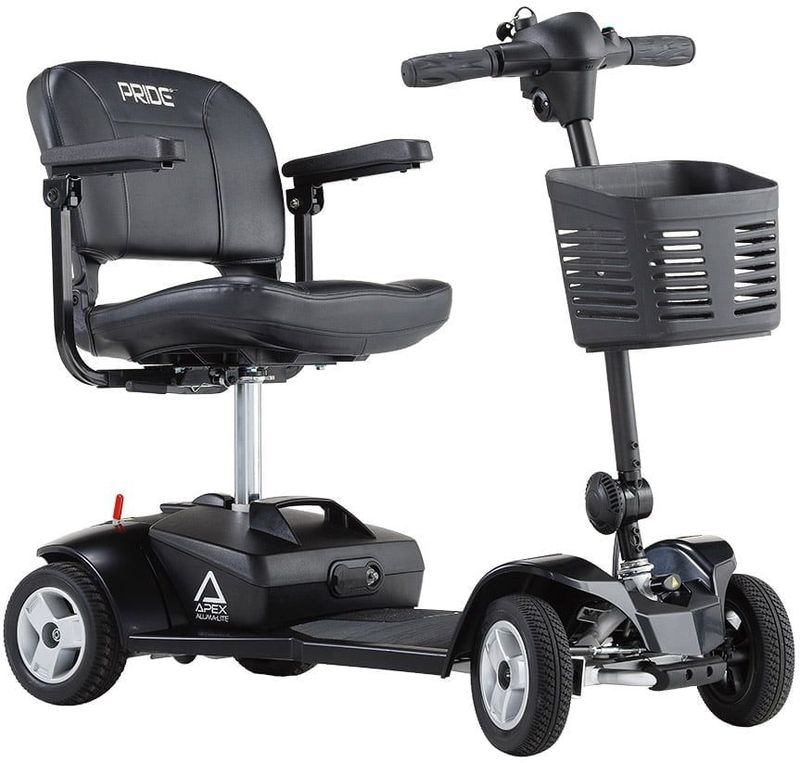 Pride Apex Alumalite zwart lichtgewicht demontabele scootmobiel