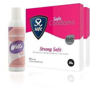 Safe Condooms en Glijmiddel Strong Combi Pakket - 72 stuks