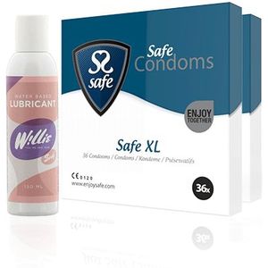 Safe XL Condooms en Glijmiddel Combi Pakket - 72 stuks