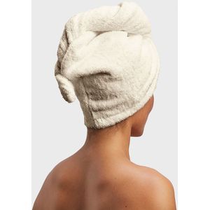 Yumeko haarhanddoek terry wit sand - Bio, eco & fairtrade