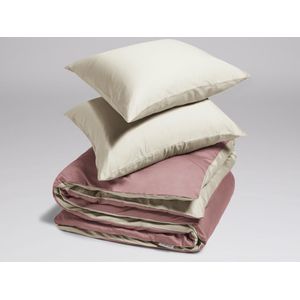 Yumeko overtrekset katoen satijn dubbelzijdig sandy/blush 240x220 + 2/60x70 - Bio, eco & fairtrade